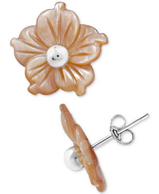 Giani Bernini - Mother of Pearl Flower Stud Earrings in 18k Gold-Plated Sterling Silver