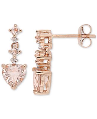 Macy's - Morganite (1-1/2 ct. t.w.) & Diamond Accent Heart Drop Earrings in 14k Rose Gold