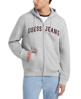 GUESS JEANS - Men's Regular-Fit Tufted-Chenille Logo Appliqu&eacute; Full-Zip Hoodie