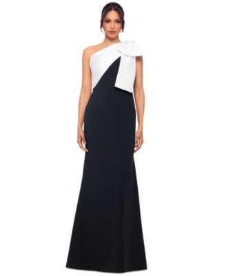Betsy & Adam - Women's Bow-Trimmed One-Shoulder Gown