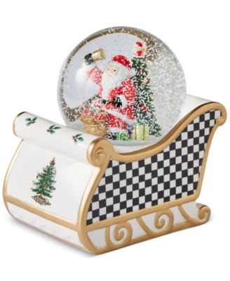 Spode - Christmas Tree Black & White Musical Snow Globe