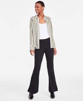 On 34th - Women's Pintucked-Seam Pont&eacute;-Knit Flare Pants