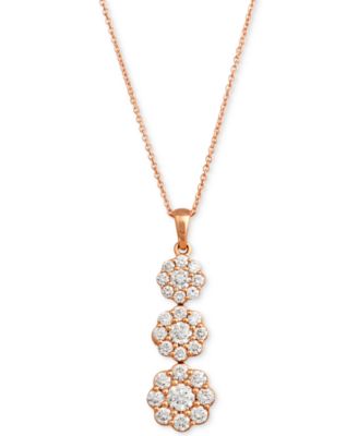 Le Vian - Nude Diamond Triple Flower Pendant Adjustable 20" Pendant Necklace (1 ct. t.w.) in 14k Rose Gold