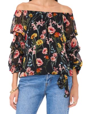 Vince Camuto - Women's Floral Off-The-Shoulder Bubble-Sleeve Top