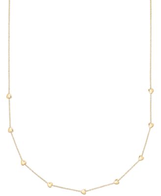 Macy's - Polished Puffed Heart 18" Station Necklace in 10k Yellow Gold