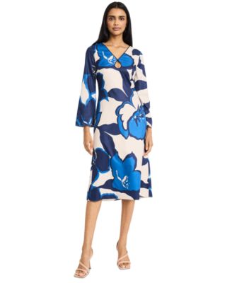 Donna Morgan - Women's Printed Long-Sleeve Midi Dress