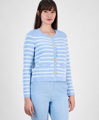 Tahari ASL - Women's Striped Button-Front Cardigan