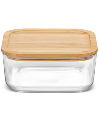 Bormioli Rocco - Frigoverre Quadra 68.5-Oz. Glass Food-Storage Container and Bamboo Lid, Set of 6