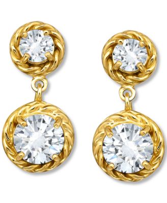 Giani Bernini - Cubic Zirconia Rope Frame Double Drop Earrings in 18k Gold-Plated Sterling Silver