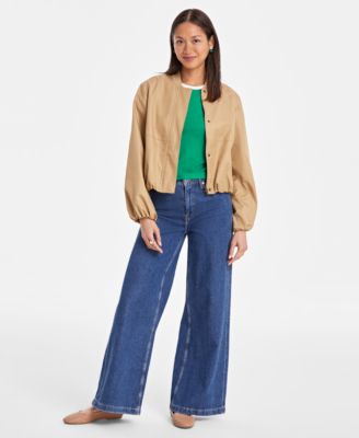On 34th - Women's Twill Bubble-Hem Bomber Jacket
