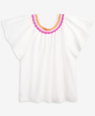 Epic Threads - Big Girls Cotton Crochet-Trim Swing Top