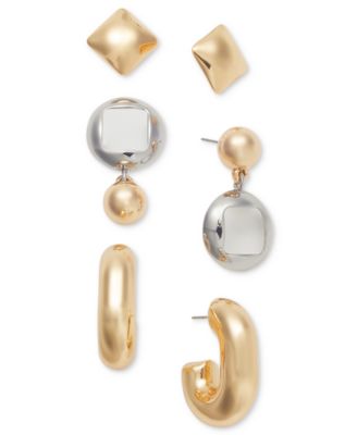 I.N.C. International Concepts - Two-Tone 3-Pc. Set Sculptural Earrings