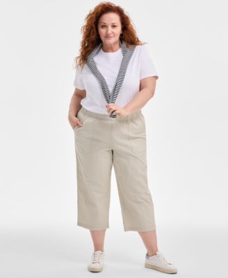 Style & Co - Plus Size Chambray Pull-On Cropped Pants