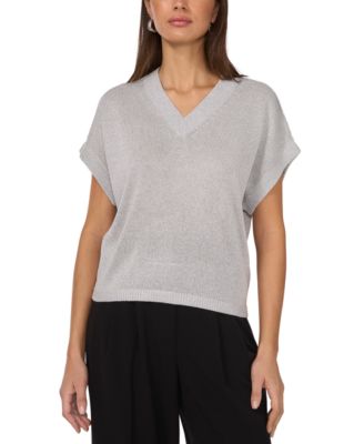 Vince Camuto - Women's V-Neck Short-Dolman-Sleeve Sweater
