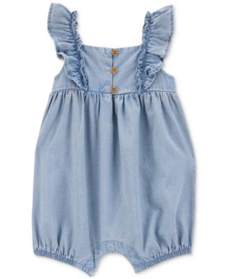 Carter's - Baby Girls Cotton Chambray Flutter Romper