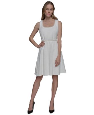 KARL LAGERFELD PARIS - Women's Faux-Pearl-Trim Dress