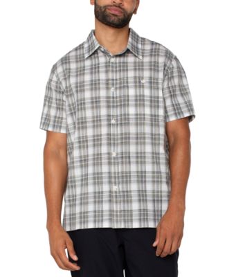 Liverpool Los Angeles - Men's Short Sleeve Plaid Button-Front Shirt