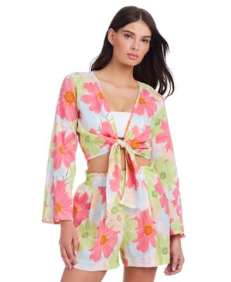 Sanctuary - Women's Floral Knot Cover-Up Top & Paperbag Cover-Up Shorts