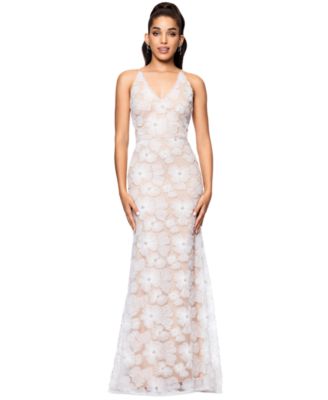Betsy & Adam - Women's Embellished Floral Soutache Sleeveless Gown