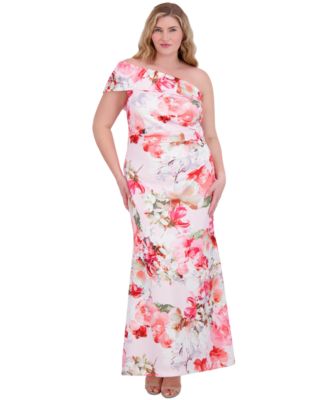 Eliza J - Women's One-Shoulder Floral-Print Ruched Gown