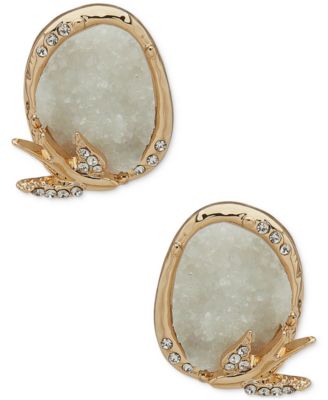 lonna & lilly - Gold-Tone Pav&eacute; Bird & Drusy Stone Stud Earrings