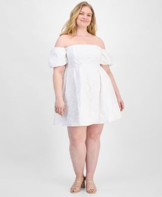 SENI & CADE - Plus Size Off-The-Shoulder Jacquard Fit & Flare Dress