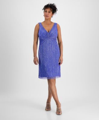 Connected - Women's Metallic V-Neck Twist-Front Dress