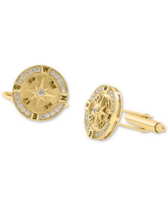 EFFY Collection - Men's Diamond Compass Cufflinks (3/8 ct. t.w.) in 14k Gold-Plated Sterling Silver