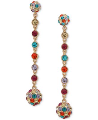 KARL LAGERFELD PARIS - Gold-Tone Stone & Crystal Fireball Linear Drop Earrings