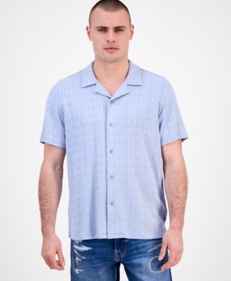 GUESS - Men's Spencer Printed Short Sleeve Button-Front Camp Shirt