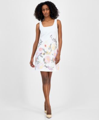 Tahari ASL - Women's Square-Neck Sleeveless Shift Dress