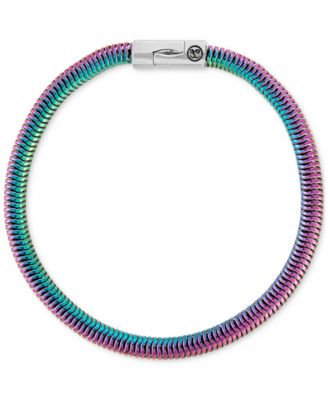 Esquire Men's Jewelry - Rainbow Snake Link Chain Bracelet in Anodized Stainless Steel
