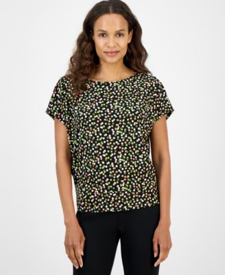 AK Anne Klein - Petite Dot-Print Top