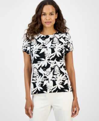 AK Anne Klein - Petite Printed Tulip-Sleeve Top