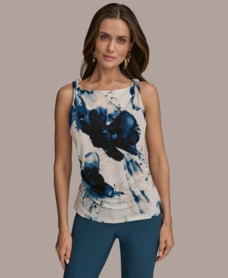 Donna Karan New York - Women's Printed Twist-Strap Sleeveless Top