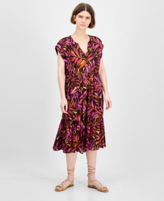 Democracy - Women's Printed Extended-Shoulder Midi Dress