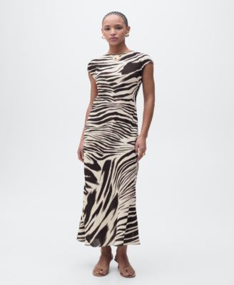 MANGO - Women's Zebra-Print Midi-Dress