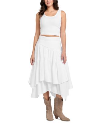 GUESS - Women's Tanya Denim Tiered Maxi Skirt