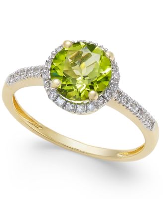 Macy's - Peridot (1-1/3 ct. t.w.) and. Diamond (1/8 ct. t.w.) Ring in 14k Gold