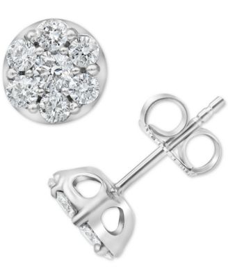 Forever Grown Diamonds - Lab-Created Diamond Cluster Stud Earrings (1 ct. t.w.) in Sterling Silver