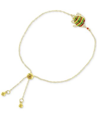 Macy's - Cubic Zirconia & Multicolor Enamel Fish Bolo Bracelet