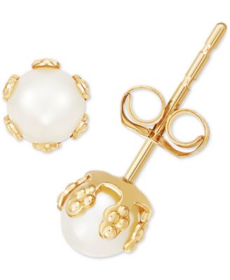 Macy's - Cultured Freshwater Pearl (3-1/2mm) Small Stud Earrings in 14k Gold