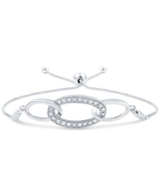 Macy's - Diamond Ovals Bolo Bracelet (1/6 ct. t.w.) in Sterling Silver