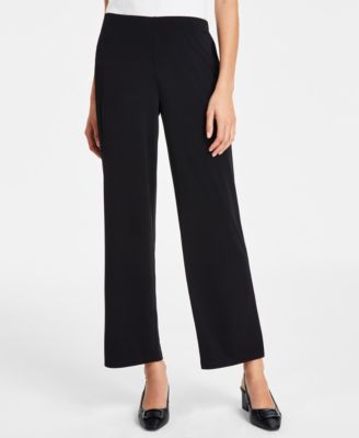 JM Collection - Women's Solid-Color Knit Wide-Leg Pull-On Pants