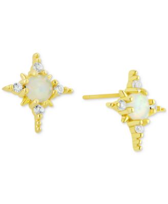 Giani Bernini - Simulated Opal (1/2 ct. t.w.) & Cubic Zirconia Starburst Stud Earrings in 18k Gold-Plated Sterling Silver