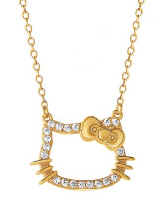 Macy's - Hello Kitty Cubic Zirconia Silhouette 18" Pendant Necklace in 18k Gold-Plated Sterling Silver