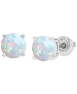 Macy's - Lab-Grown Opal Round Screw Back Stud Earrings