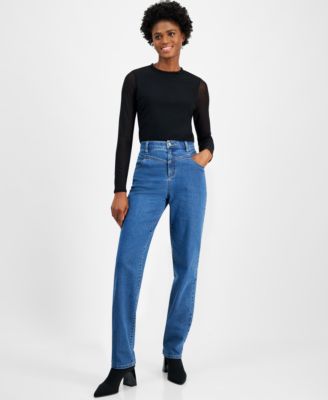 I.N.C. International Concepts - Women's High-Rise Straight-Leg Denim Jeans