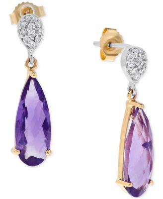 Macy's - Amethyst (5 ct. t.w.) & Diamond (1/6 ct. t.w.) Drop Earrings in 14k Gold