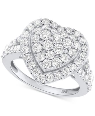 Forever Grown Diamonds - Lab Grown Diamond Heart Halo Cluster Ring (2 ct. t.w.) in Sterling Silver